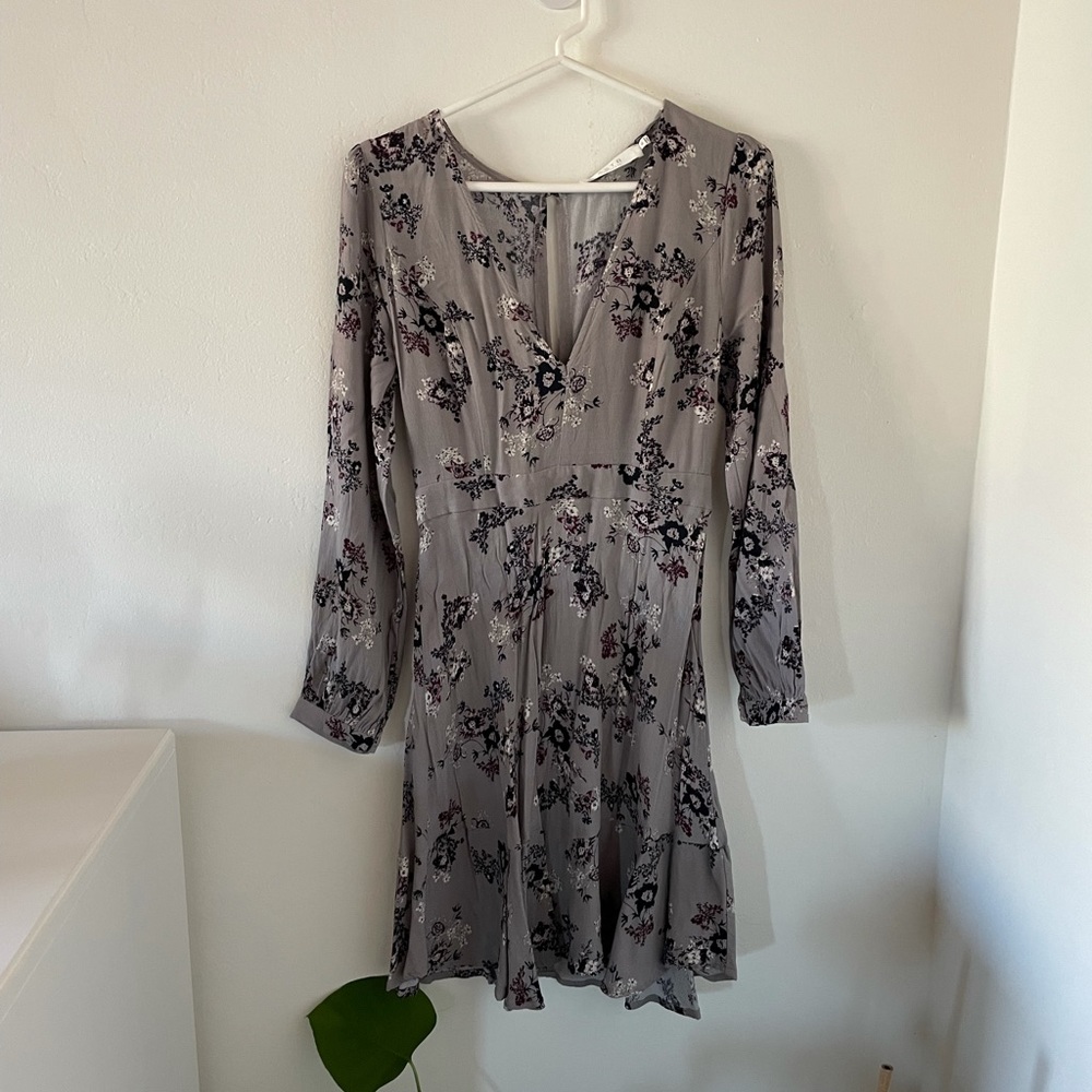ASTR Purple Long Sleeve Mini Dress Floral
